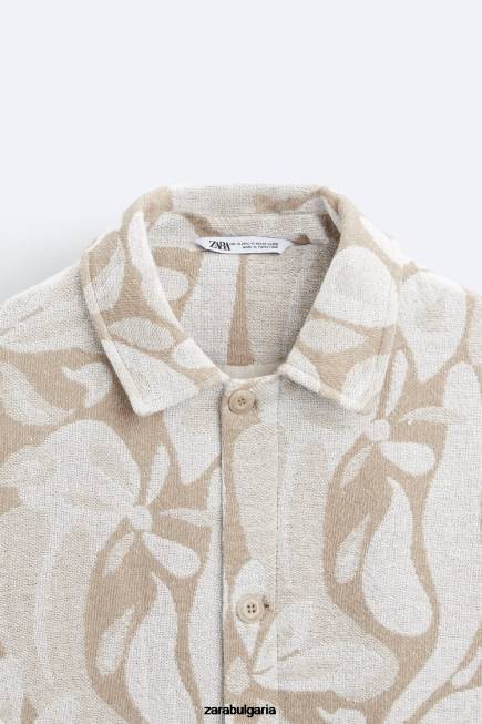 Zara облекло 66FT1116 мъже сако от жакард на цветя бежово