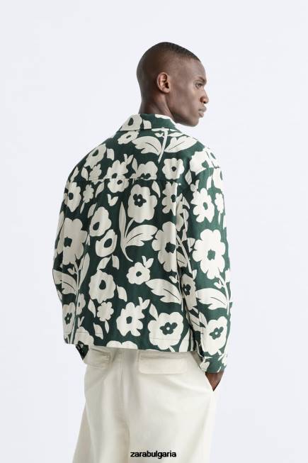 Zara облекло 66FT1118 мъже сако от жакард на цветя бензиново синьо