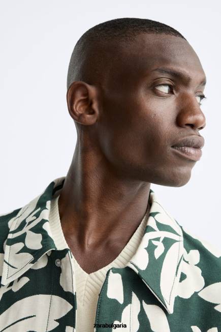 Zara облекло 66FT1118 мъже сако от жакард на цветя бензиново синьо