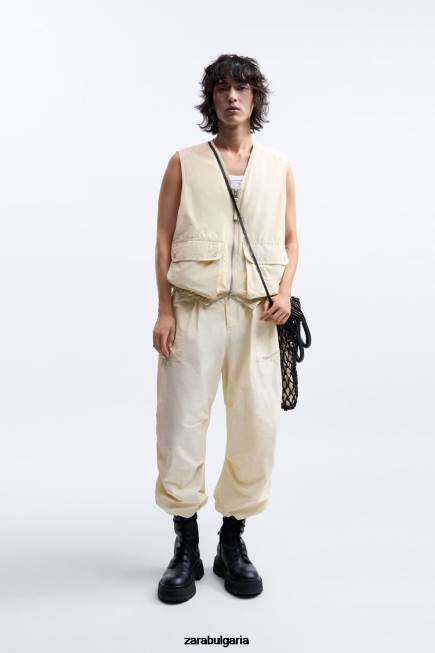 Zara облекло 66FT1124 мъже лимитирана версия на пухкава жилетка екрю