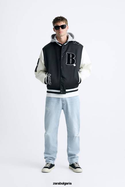 Zara облекло 66FT1133 мъже бомбър яке с качулка черен