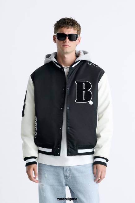 Zara облекло 66FT1133 мъже бомбър яке с качулка черен