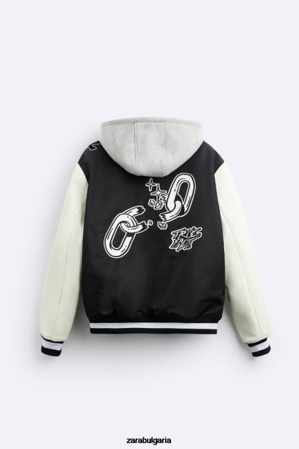 Zara облекло 66FT1133 мъже бомбър яке с качулка черен