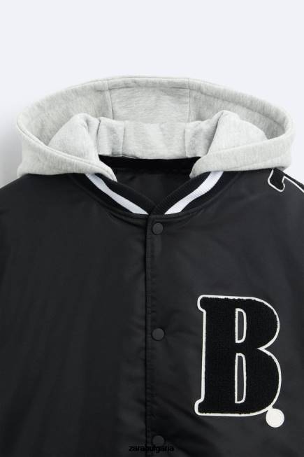 Zara облекло 66FT1133 мъже бомбър яке с качулка черен