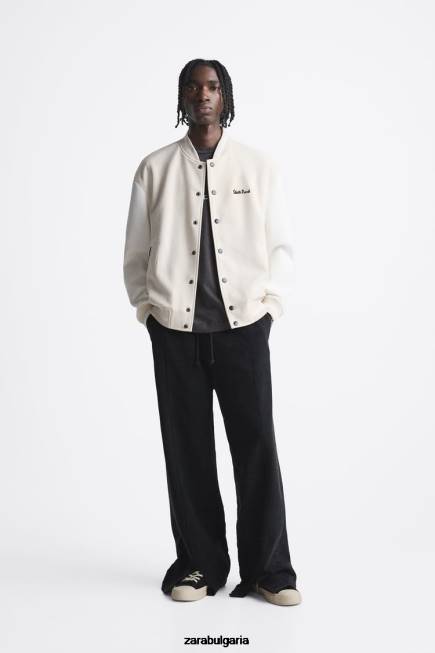 Zara облекло 66FT1134 мъже бродирано бомбър яке тъмнокафяво